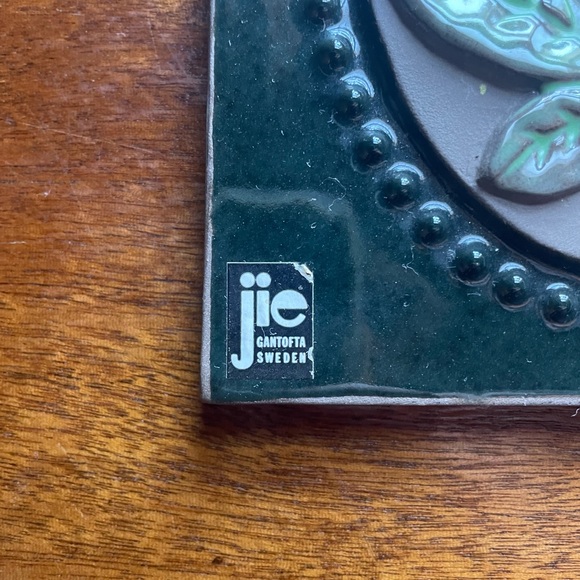 Vintage Jie Gantofta Sweden Ceramic Blue Flower Rectangular Wall Plaque 1970's - Picture 5 of 11